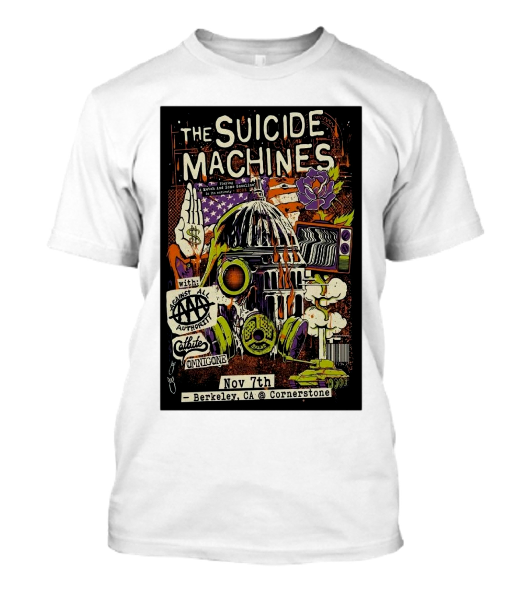 The Suicide Machines With Against All Authority, Catbite, And Omnigone At Cornerstone Berkeley CA Nov 7th T-Shirt