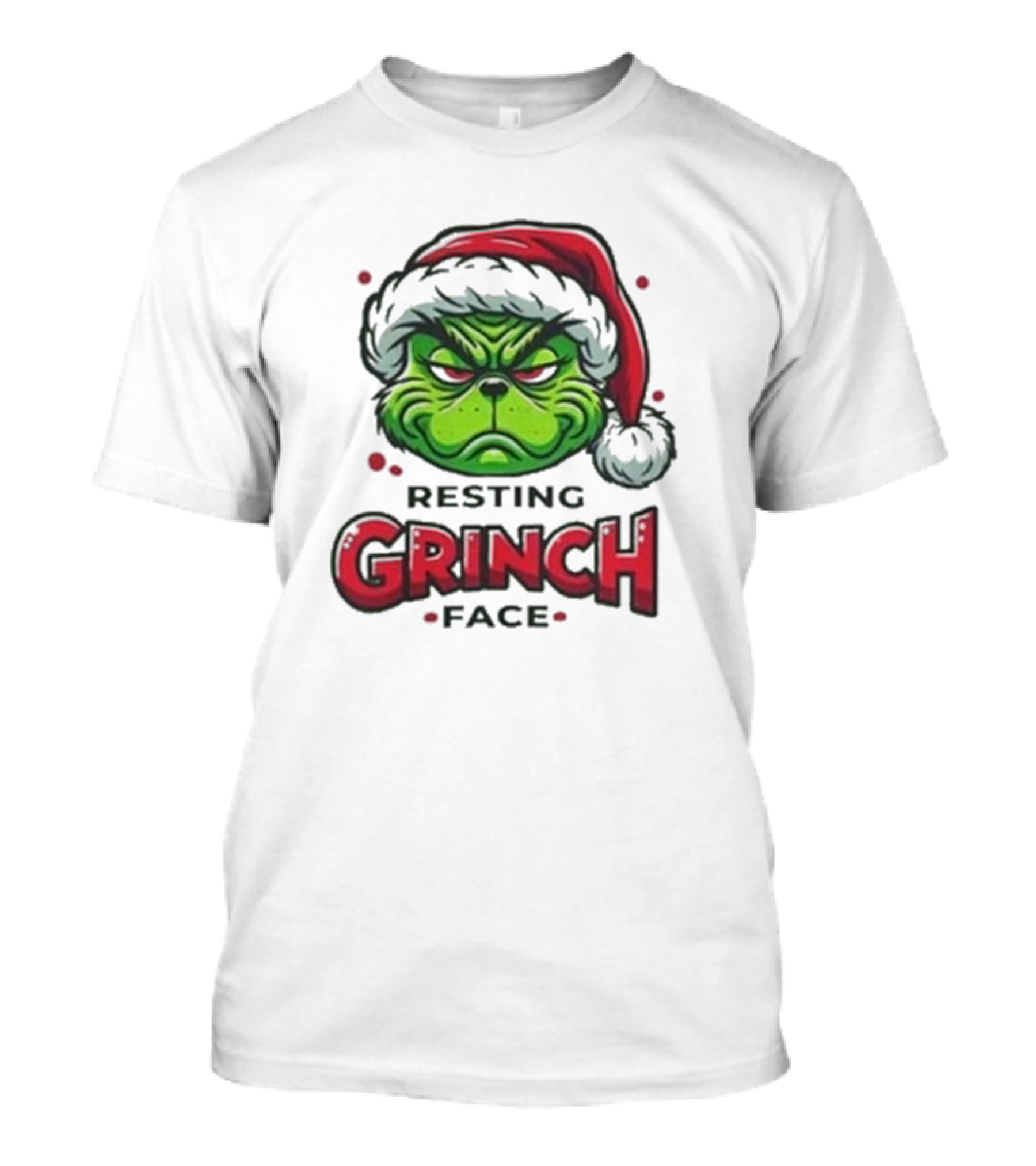 Resting Grinch Face Merry Grinchmas 2024 Santa Hat Expression T-Shirt