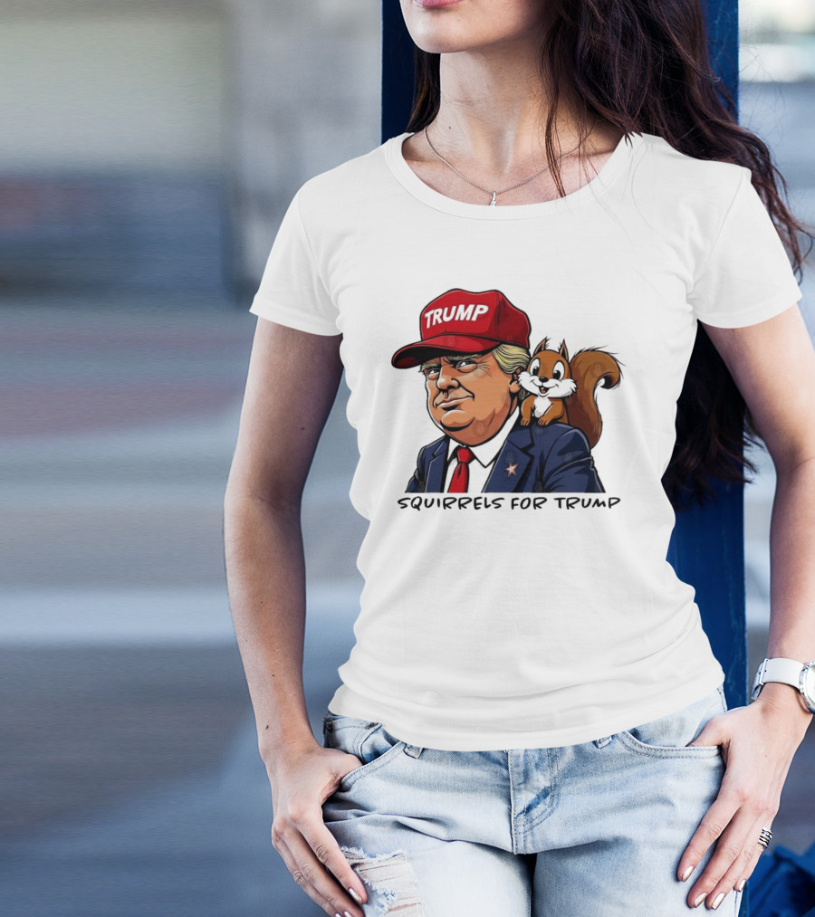Squirrels For Trump Justice For Peanut Trump Cartoon With Squirrel T-Shirt