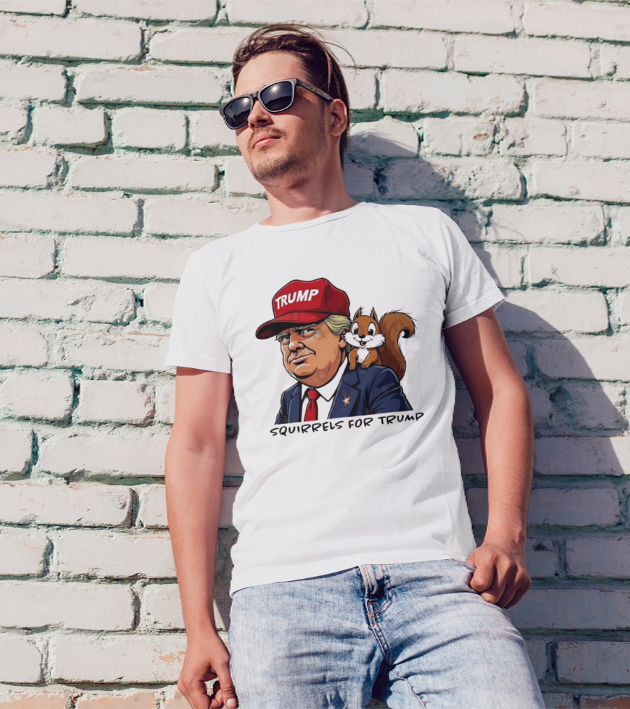 Squirrels For Trump Justice For Peanut Trump Cartoon With Squirrel T-Shirt