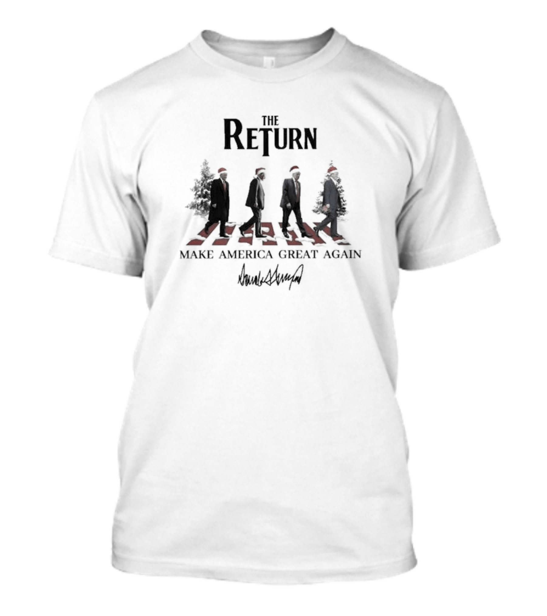 The Return 2024 Make America Great Again Christmas Santa Trump Signature Abbey Road T-Shirt