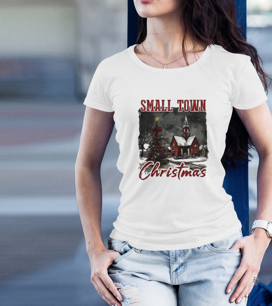 Small Town Christmas Vintage Retro T-Shirt