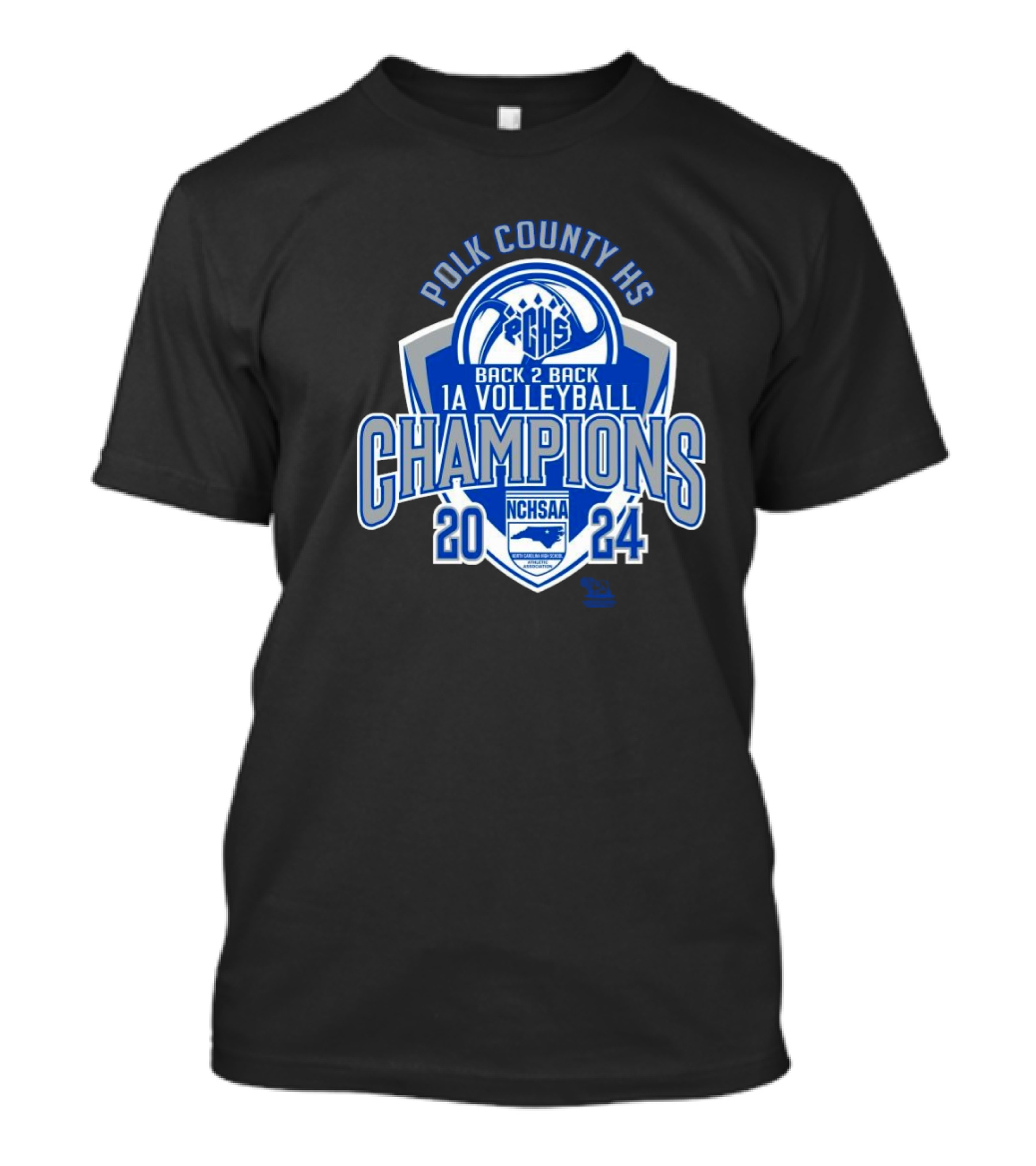 Polk County HS 2024 NCHSAA Back 2 Back 1A Volleyball Champions T-Shirt