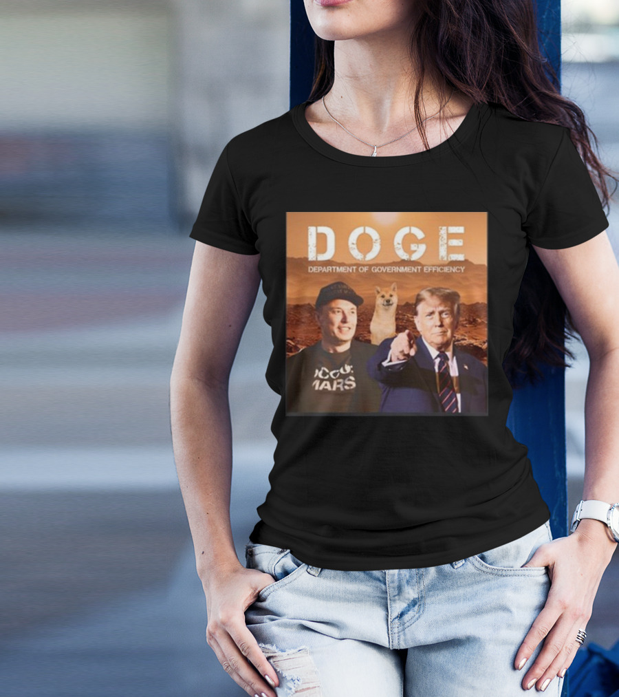 Donald Trump Elon Musk Doge Department Of Government Efficiency Mars T-Shirt