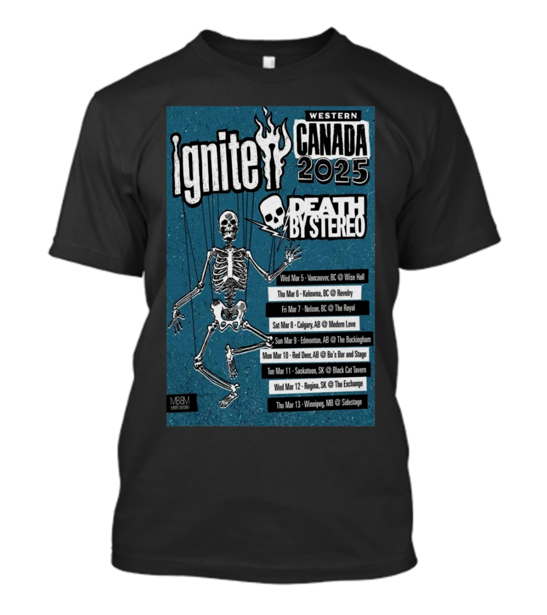Ignite Western Canada 2025 Death By Stereo Tour Dates Skeleton T-Shirt