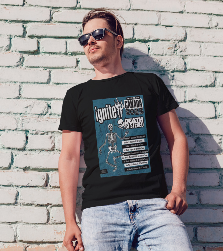 Ignite Western Canada 2025 Death By Stereo Tour Dates Skeleton T-Shirt