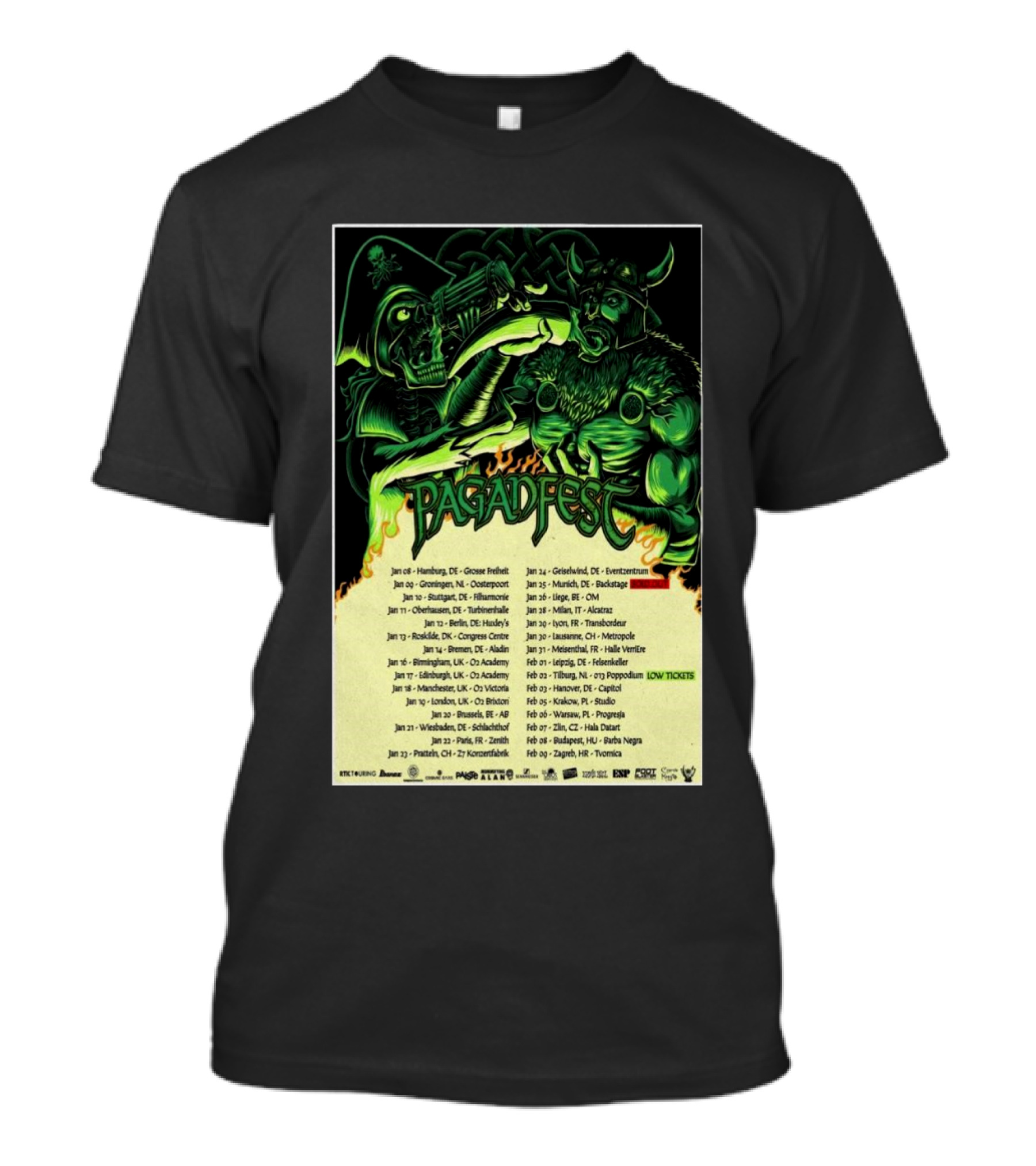 Paganfest January February 2025 Tour Europe Metal Bands Lineup T-Shirt