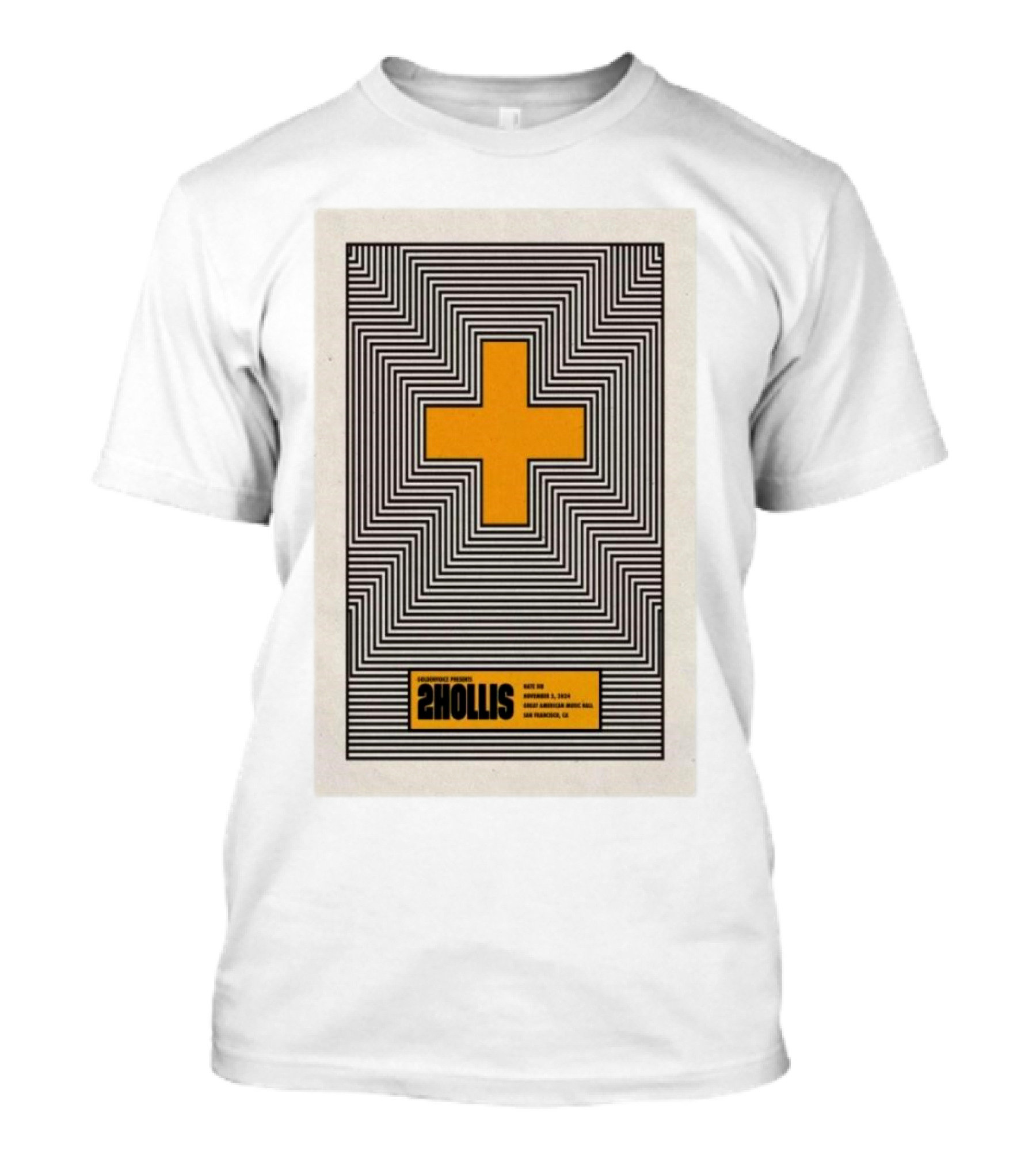 2hollis Great American Music Hall San Francisco November 5 2024 Yellow Cross T-Shirt