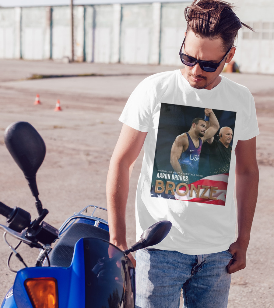 Aaron Brooks USA Wrestling Men's Freestyle 86Kg Bronze Paris Olympic T-Shirt