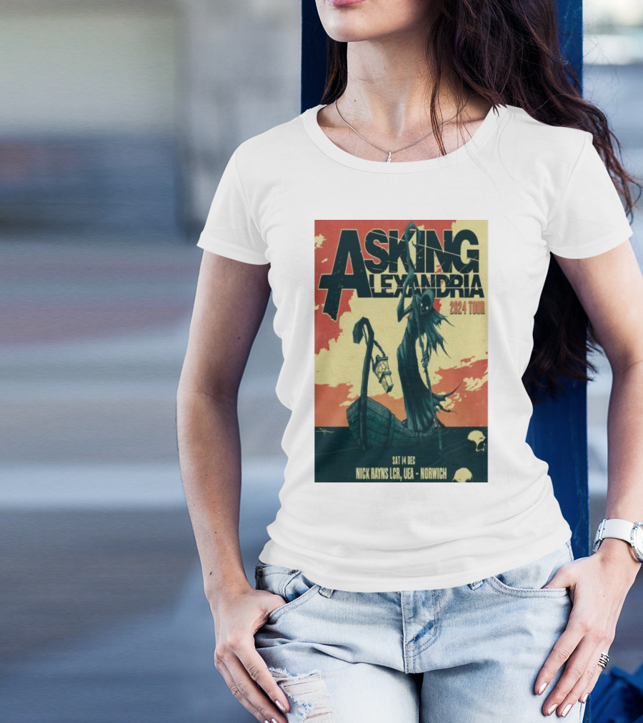Asking Alexandria 2024 Tour Dec 14 Norwich Nick Rayns LCR UEA T-Shirt