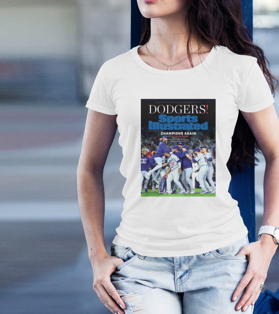Dodgers Sports Illustrated Champions Again Late-inning Magic World Series Title T-Shirt