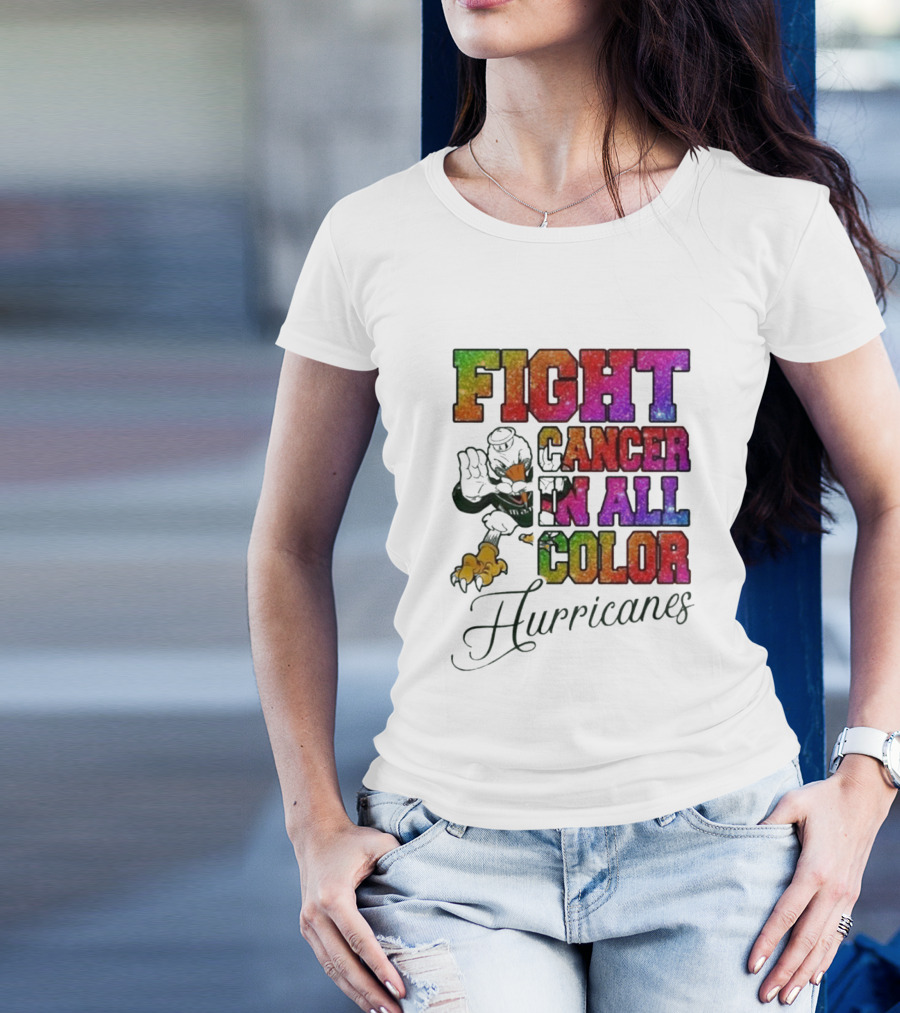 Miami Hurricanes Fight Cancer In All Color T-Shirt