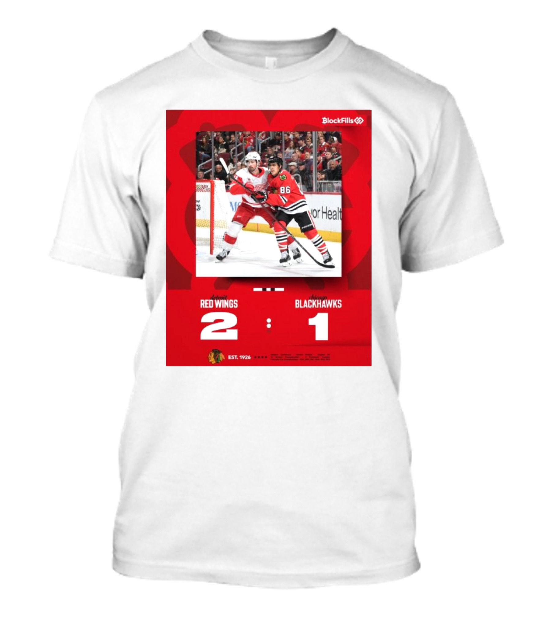 NHL Detroit Red Wings Vs. Chicago Blackhawks 2 – 1 BlockFills Event EST. 1926 T-Shirt