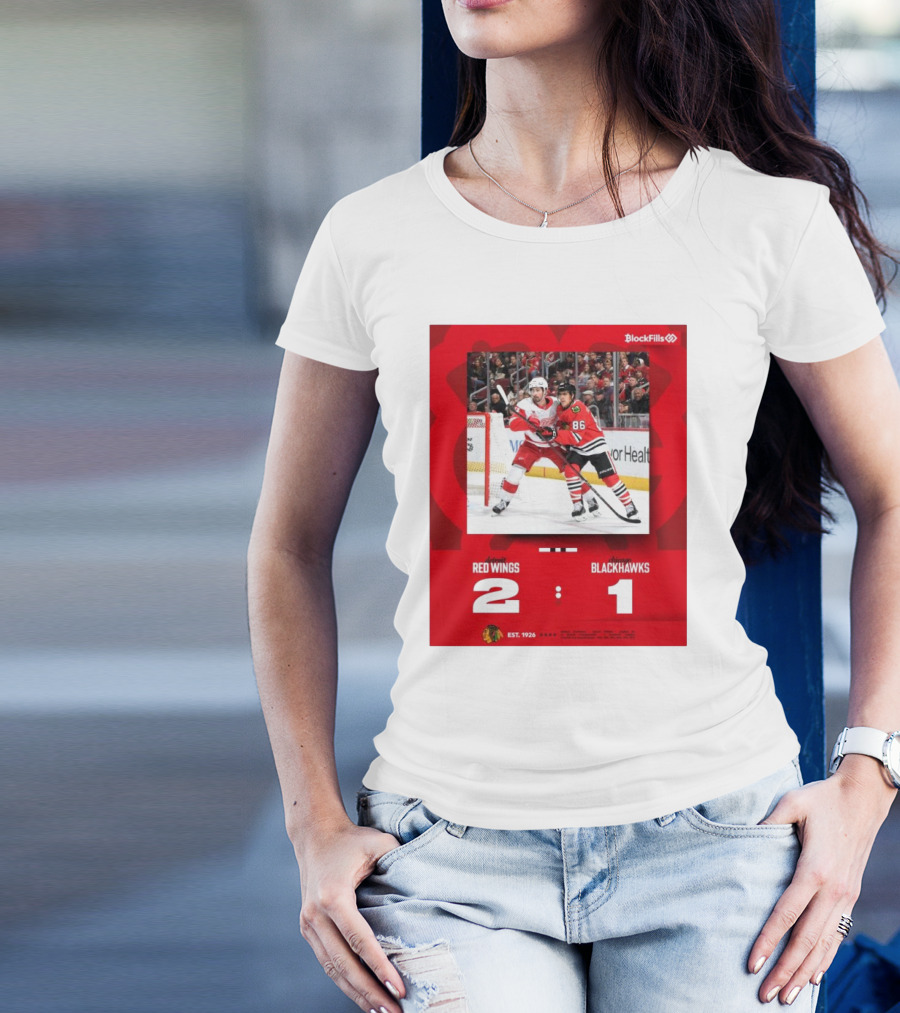 NHL Detroit Red Wings Vs. Chicago Blackhawks 2 – 1 BlockFills Event EST. 1926 T-Shirt