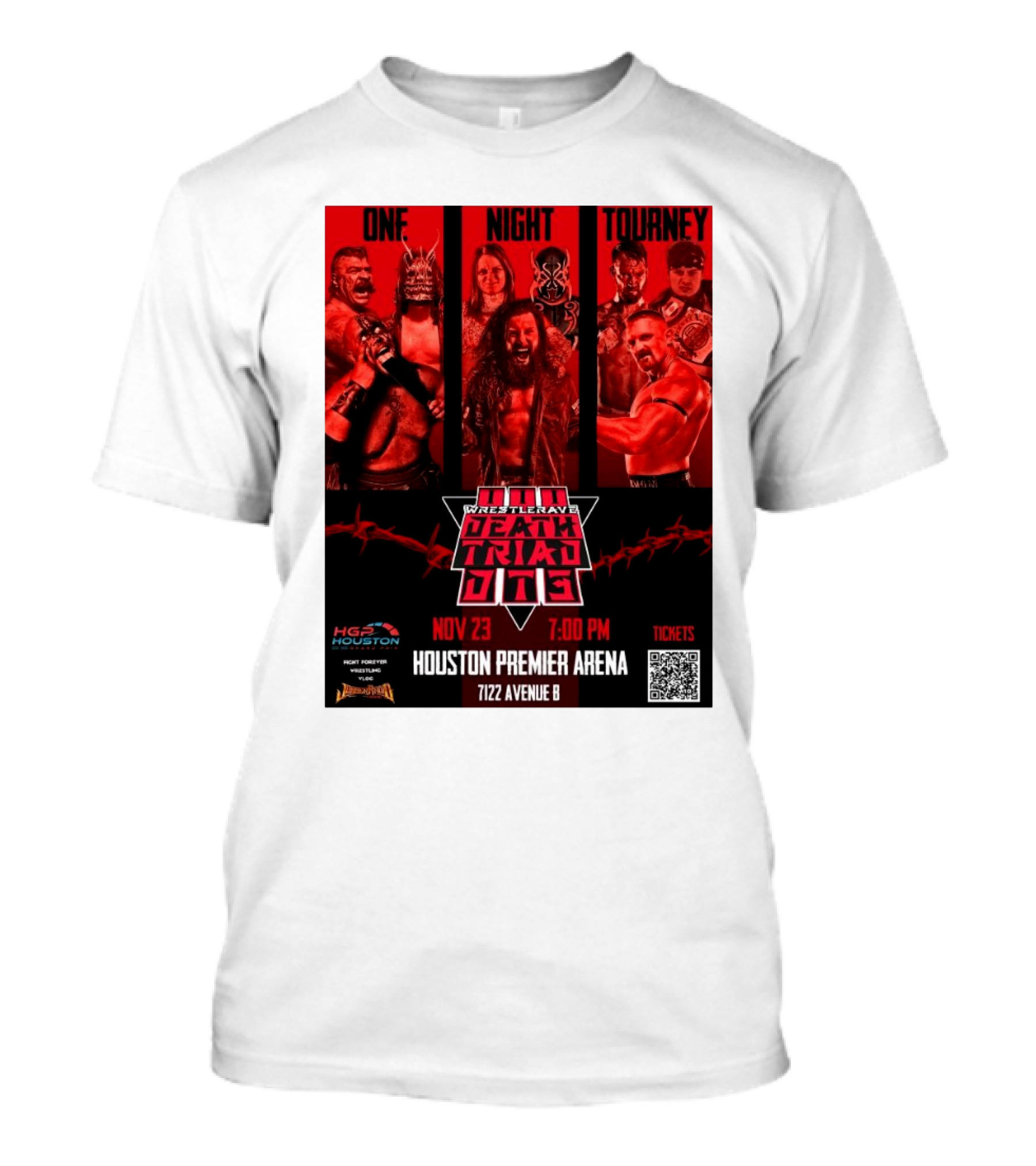 One Night Tourney WrestleRave Death Triad III Houston Premier Arena Nov 23 7:00 PM T-Shirt