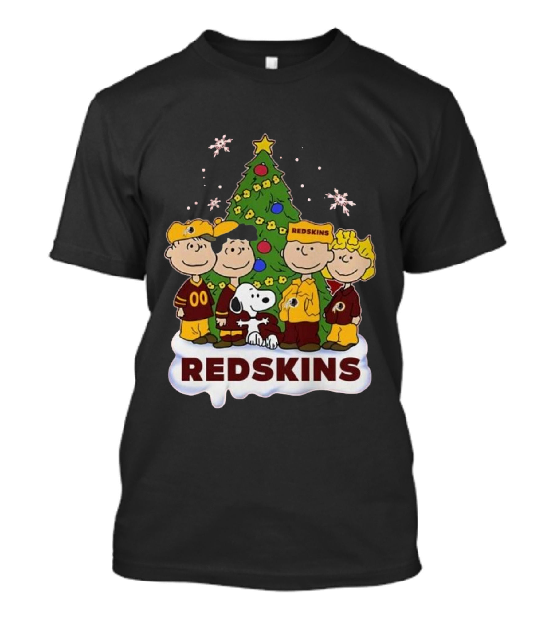 Peanuts Characters Redskins Christmas Tree 2024 Snowflakes T-Shirt