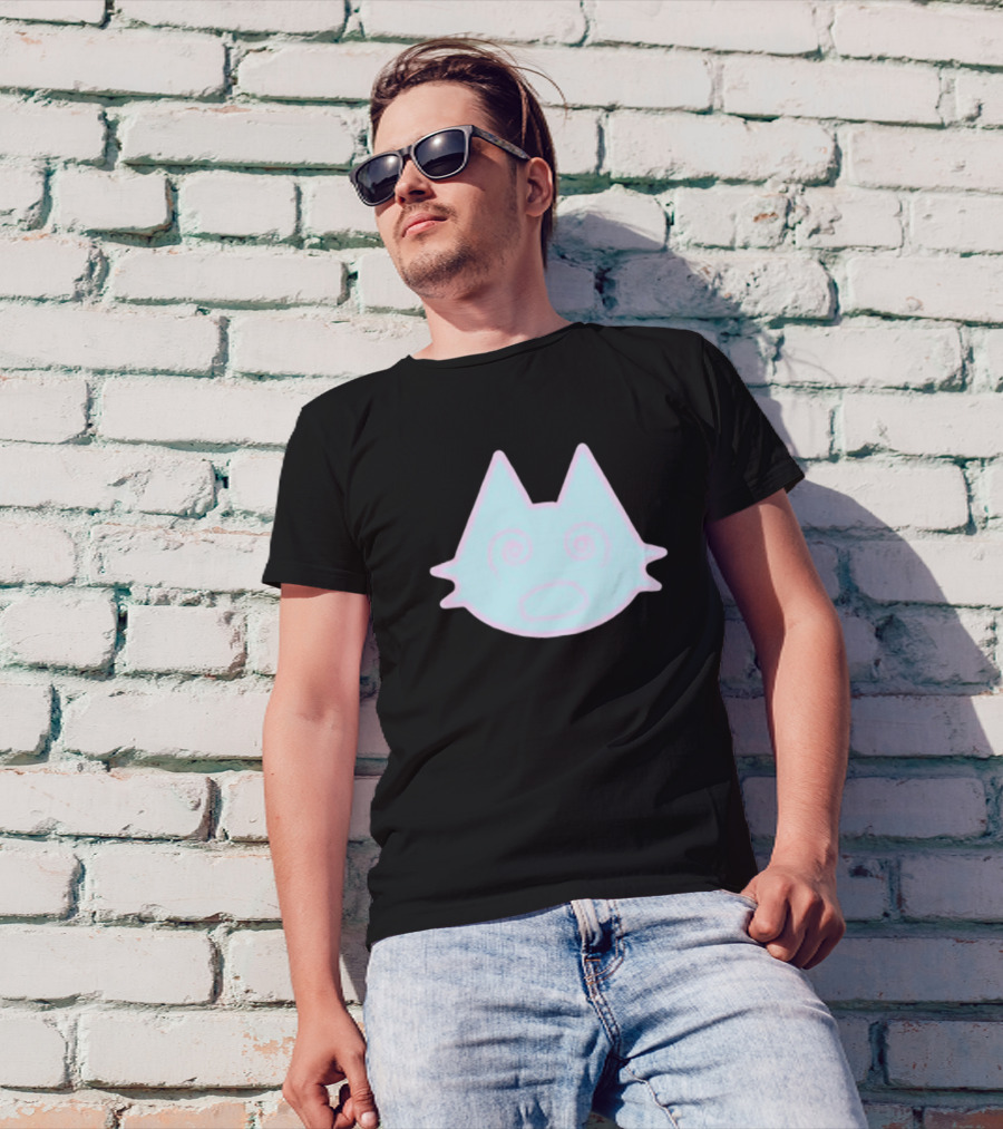 Sinjin Drowning Dizzy Cat Pastel Swirl Face T-Shirt