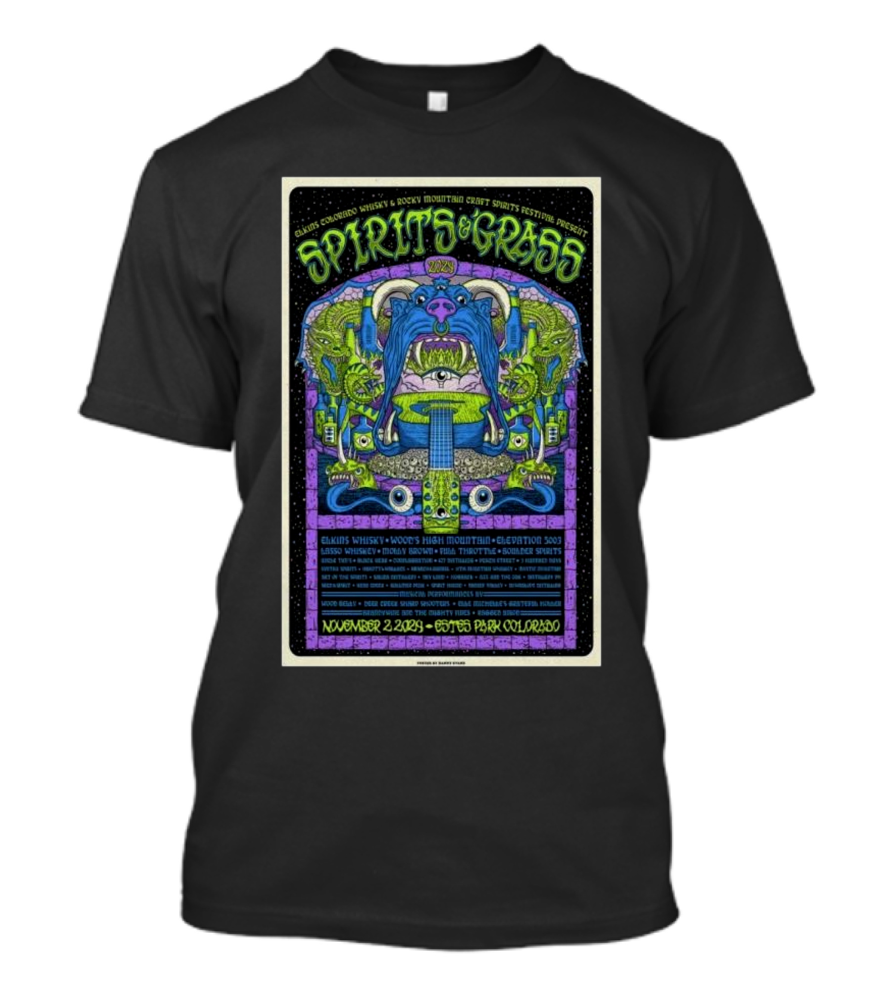 Spirits And Grass 2024 Estes Park Colorado: Monsters Aliens Wookies Electronic Show November 2 T-Shirt