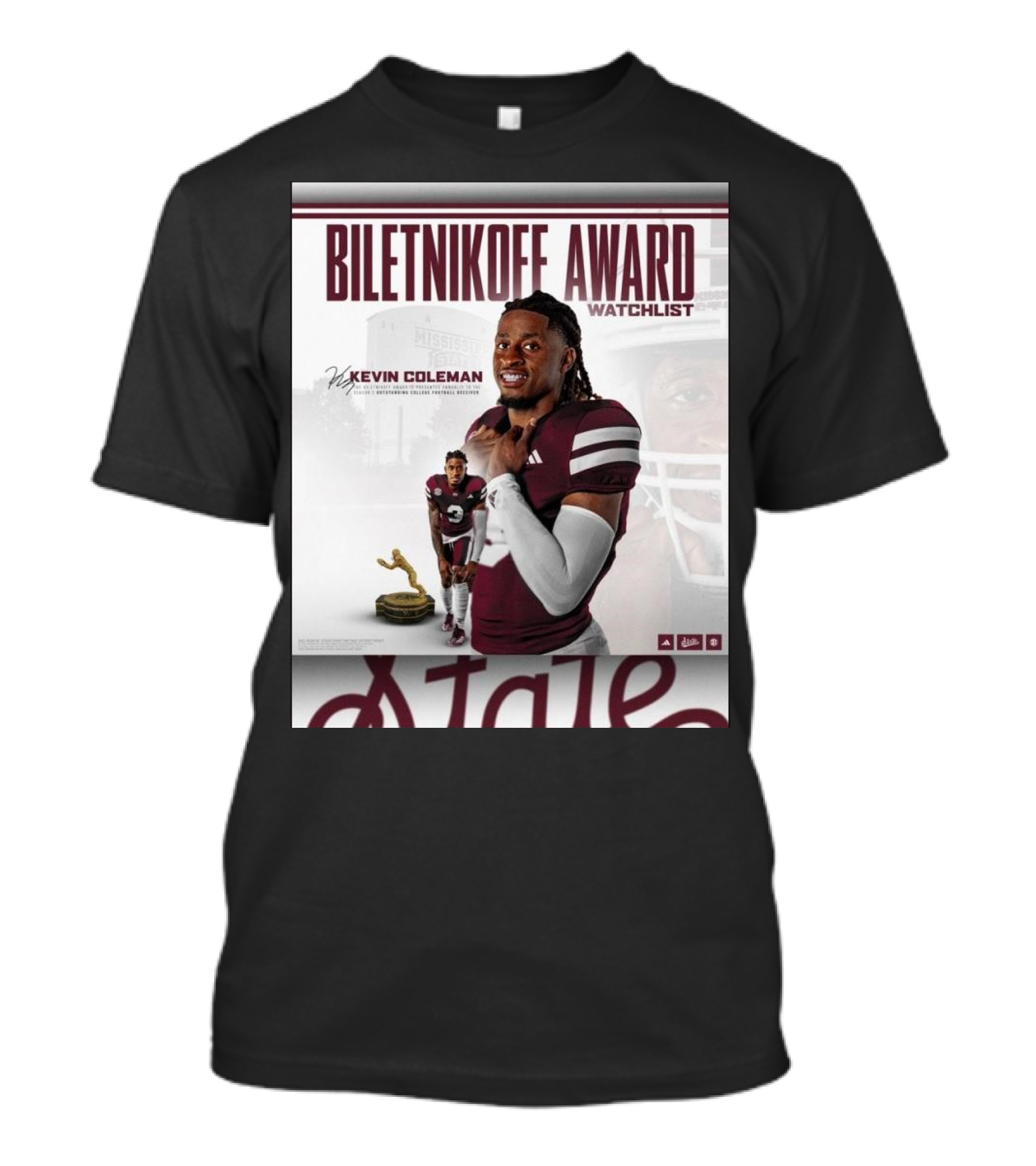 Biletnikoff Award Watchlist Kevin Coleman Mississippi State Bulldogs Signature T-Shirt