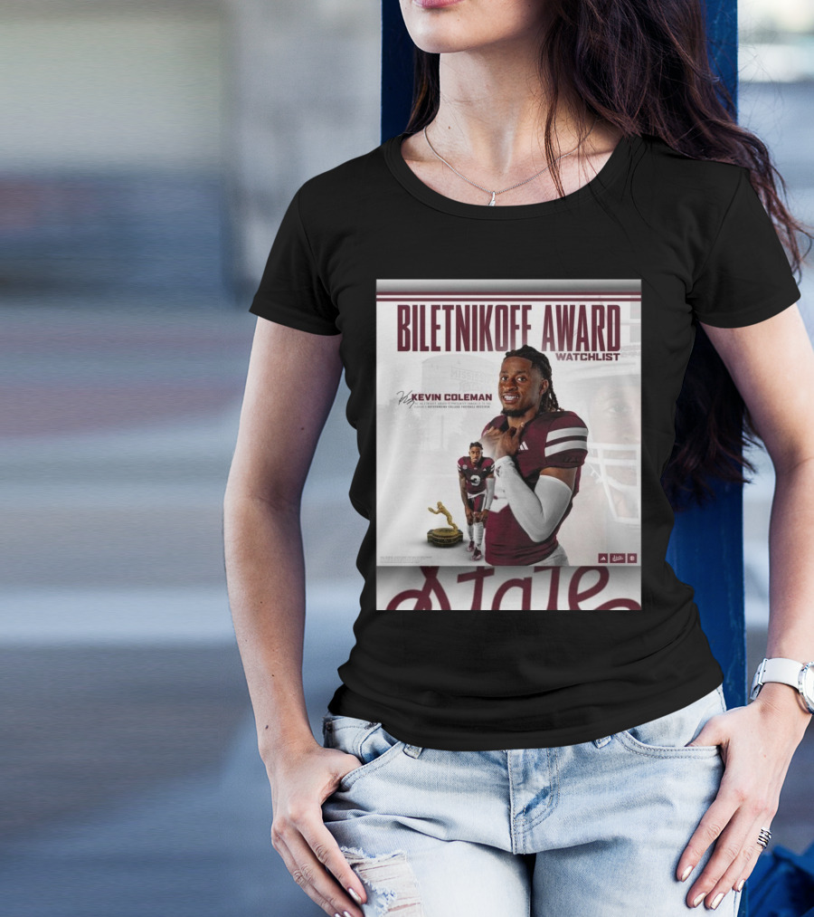 Biletnikoff Award Watchlist Kevin Coleman Mississippi State Bulldogs Signature T-Shirt