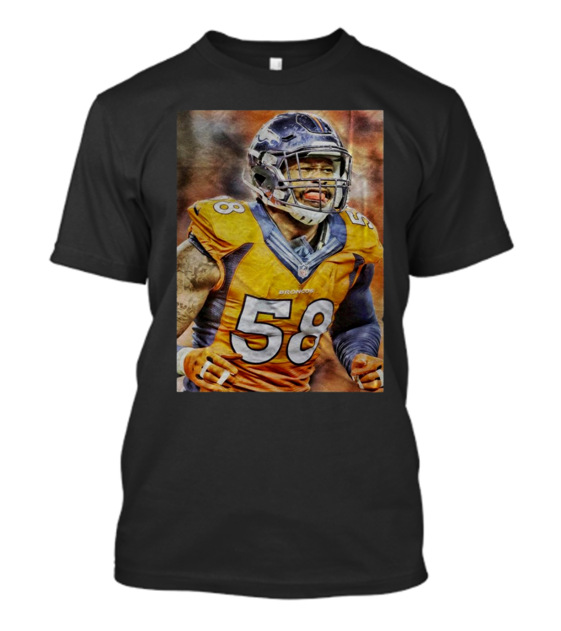 Von Miller 58 Denver Broncos Velveteen Blanket T-Shirt