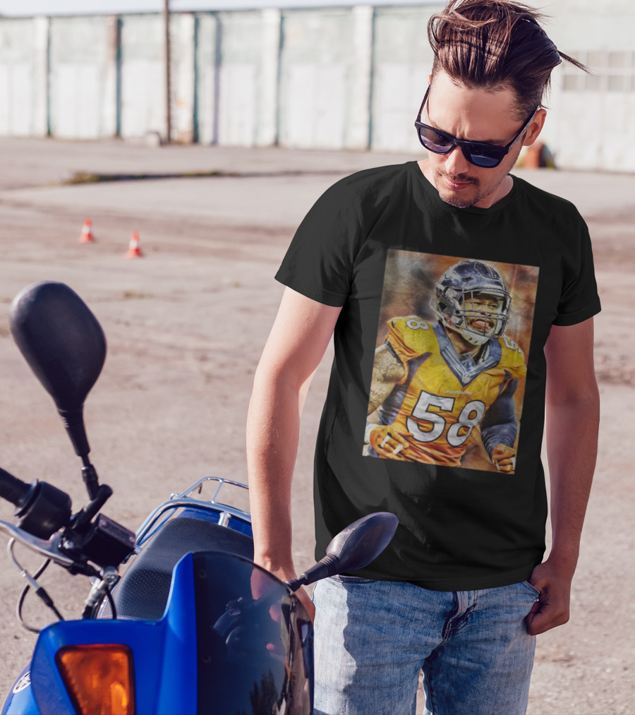 Von Miller 58 Denver Broncos Velveteen Blanket T-Shirt