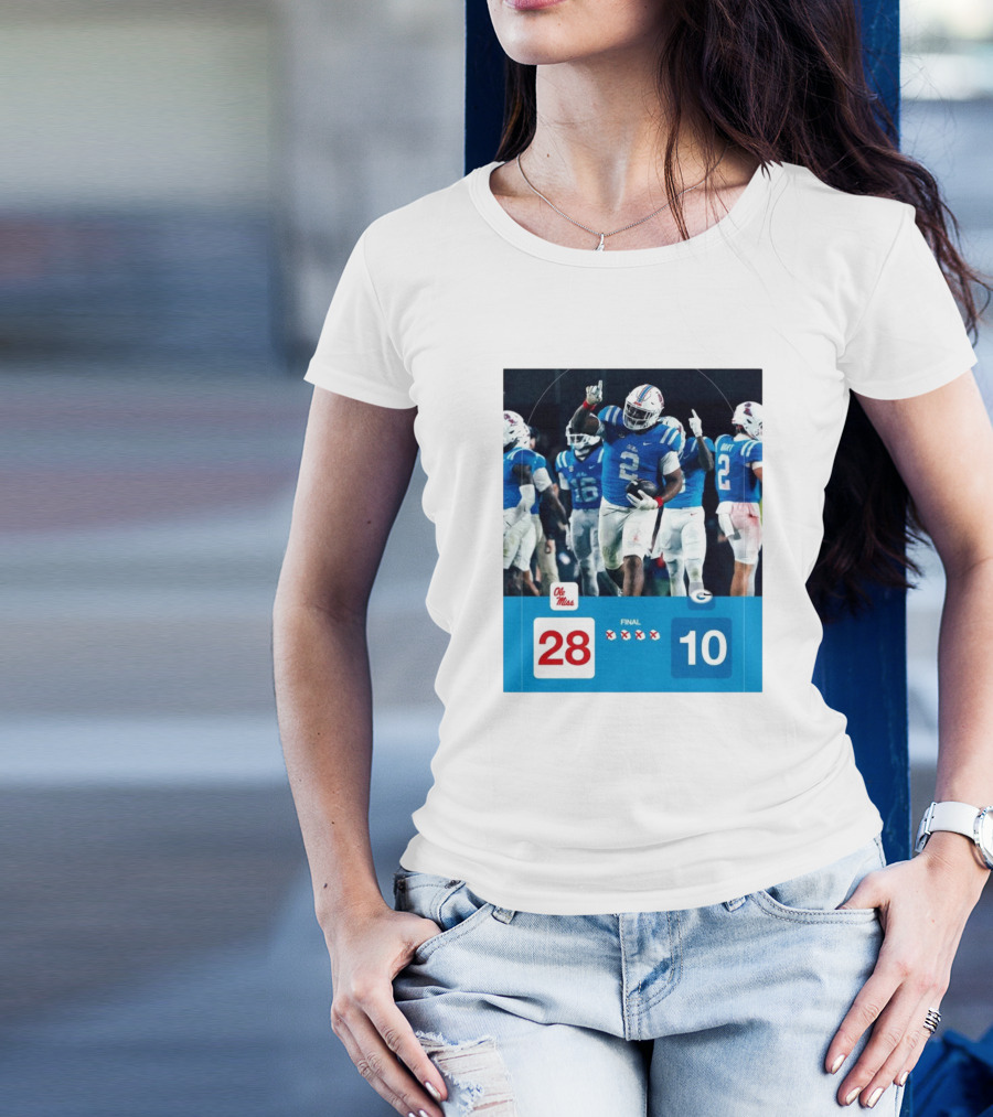 Ole Miss Rebels 28 Vs Georgia Bulldogs 10 Final Victory Over No. 2 Georgia T-Shirt