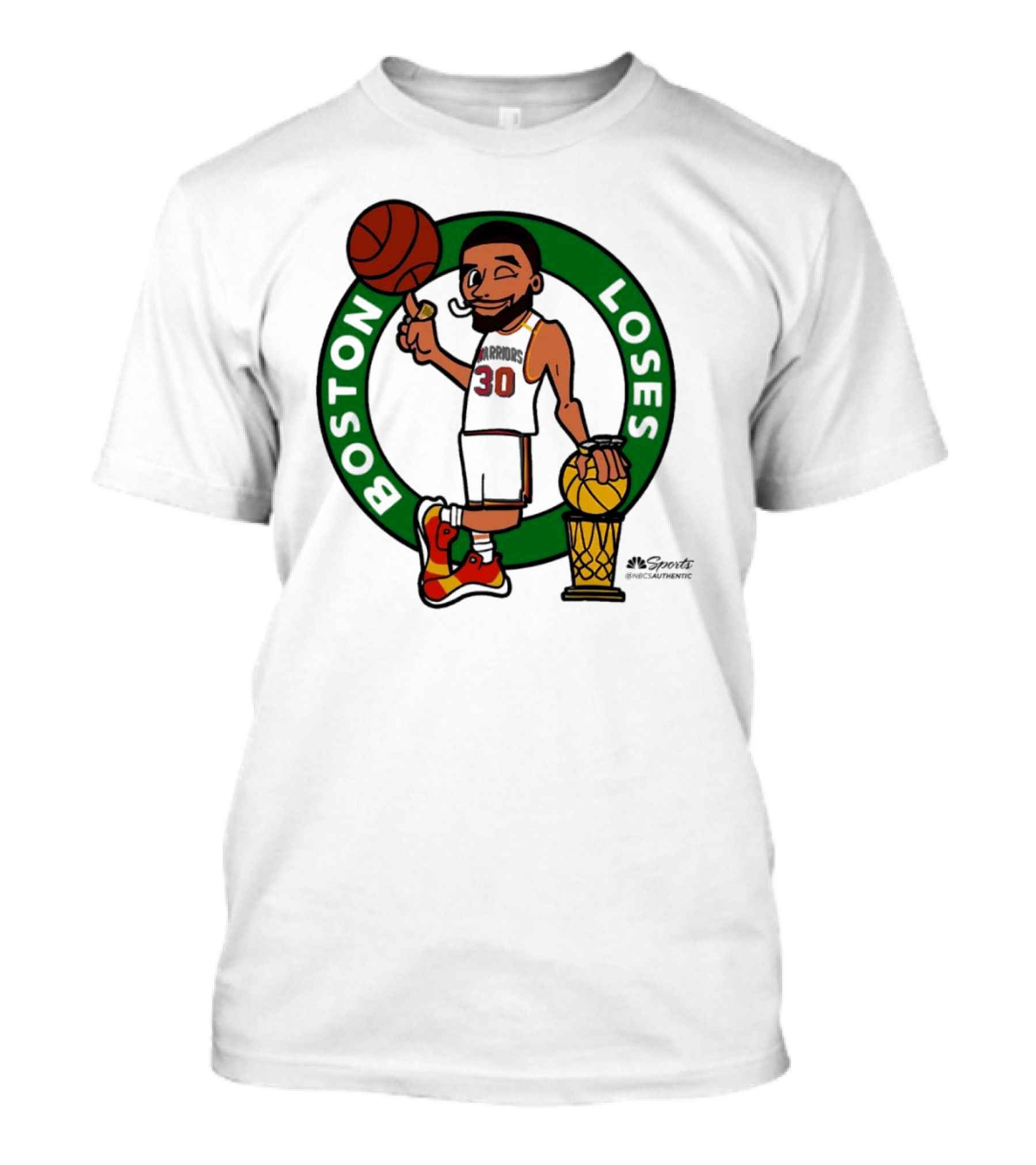 Stephen Curry Golden State Warriors Boston Loses Cartoon NBA Champions 30 Trophy Basketball Comic T-Shirt