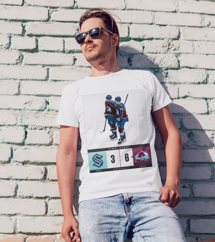 Seattle Kraken 3 Vs Colorado Avalanche 6 Final Score 2024-25 Season T-Shirt
