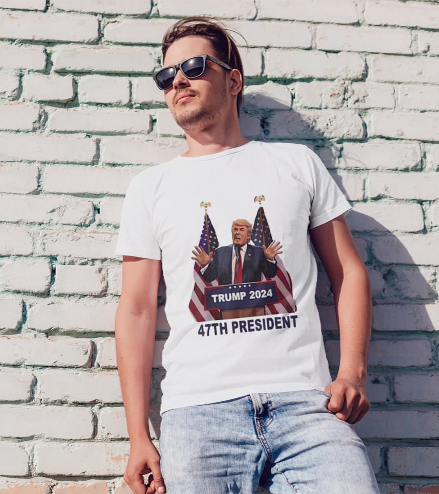 Trump 2024 47th President American Flags T-Shirt