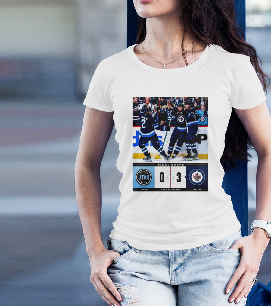 NHL Final Score Utah Hockey Club Vs Winnipeg Jets 0–3 2024-25 Season T-Shirt