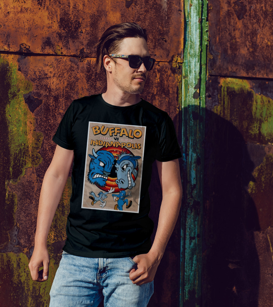 Buffalo Vs Indianapolis Sunday 11-10-24 Retro Cartoon Clash T-Shirt