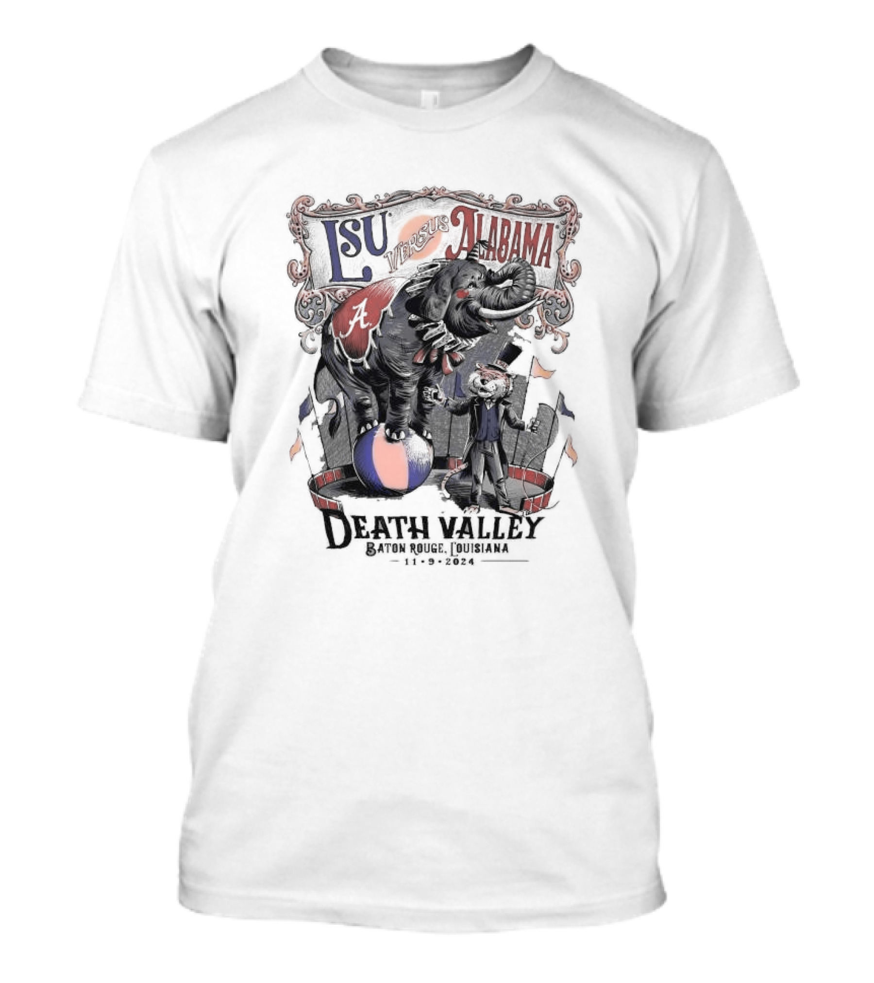 LSU Tigers Versus Alabama Crimson Tide Death Valley Baton Rouge Louisiana 11-09-2024 T-Shirt