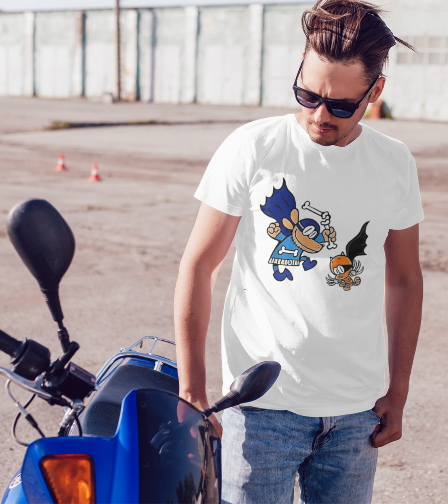 Dog And Cat Essentials Superhero Duo Dog Man And Cat Kid T-Shirt
