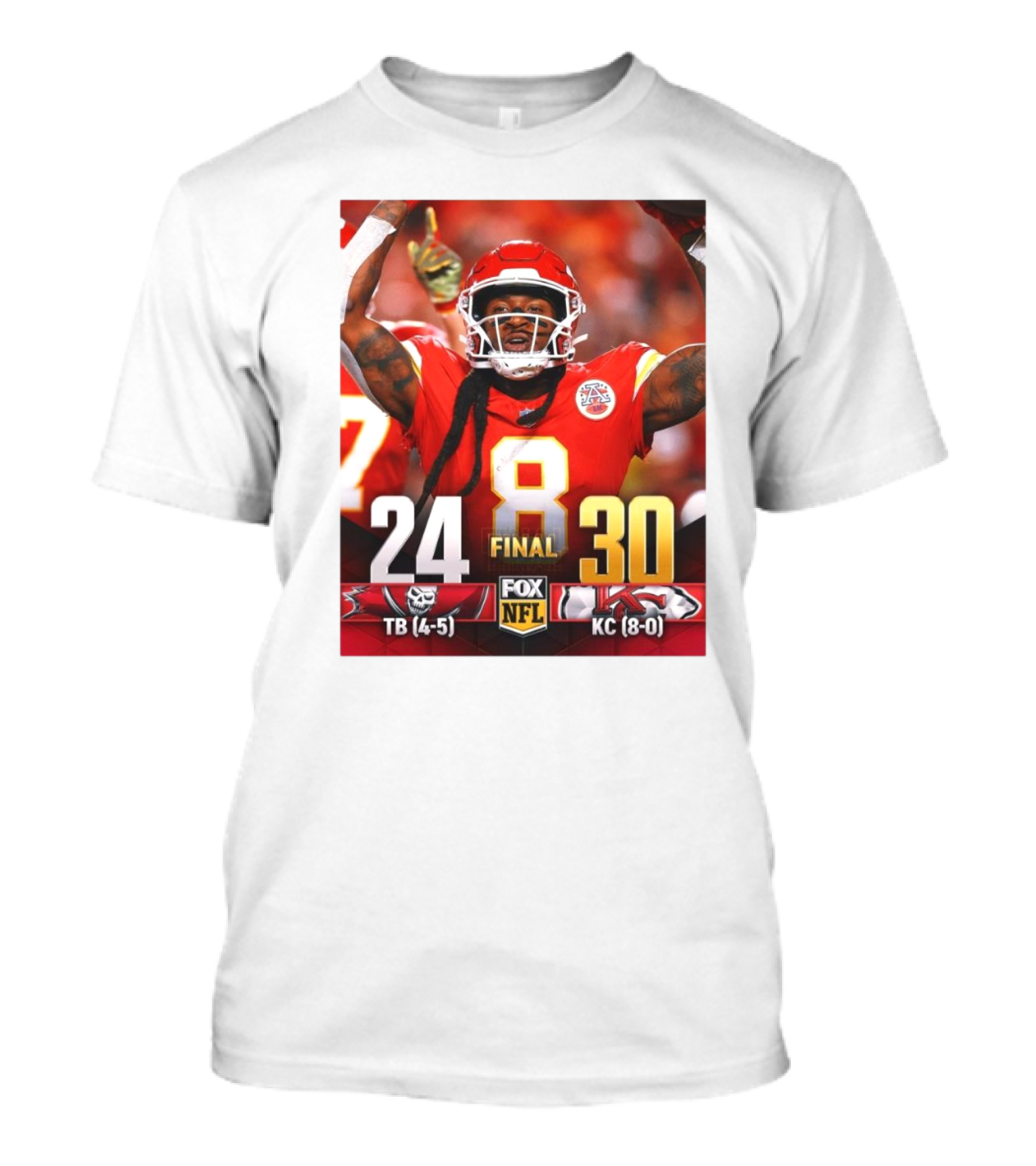 Final Tampa Bay Buccaneers (4-5) Vs Kansas City Chiefs (8-0) 24-30 Fox NFL T-Shirt