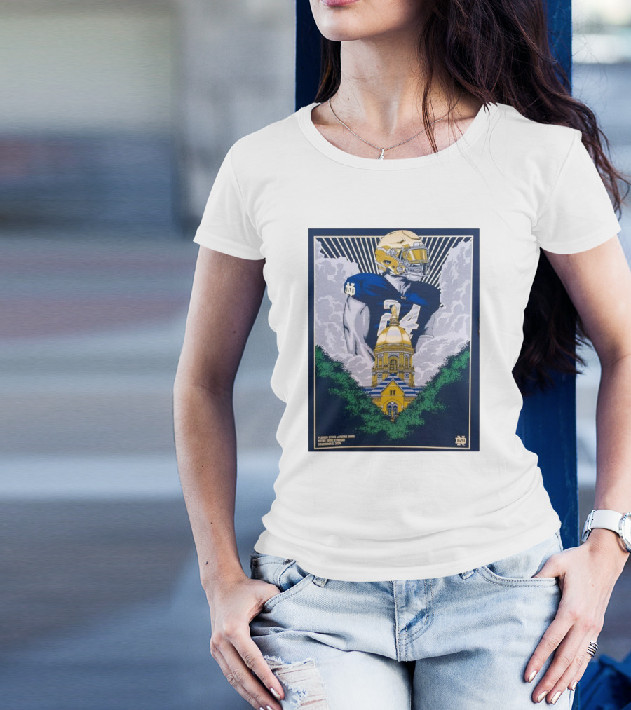 Florida State At Notre Dame Notre Dame Stadium November 9 2024 Golden Dome Skyline Football T-Shirt