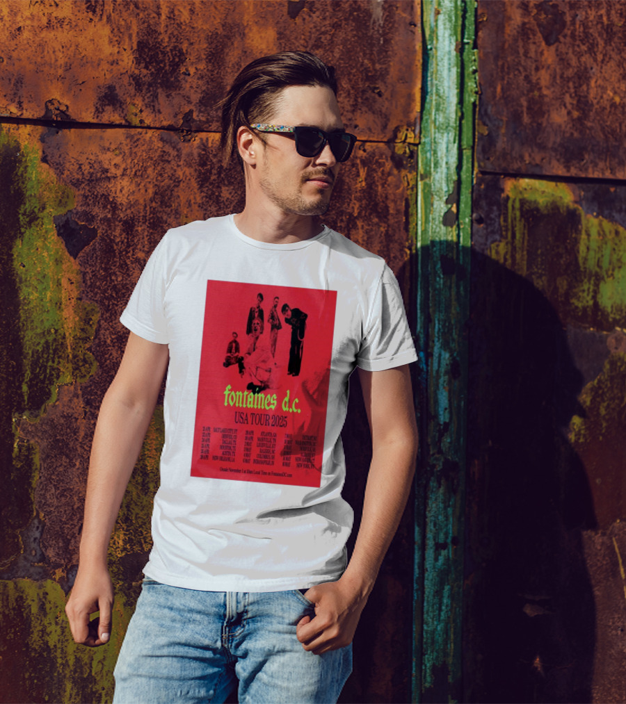 Fontaines D.C. USA Tour 2025 Salt Lake City Los Angeles Houston Austin New Orleans Atlanta Nashville Raleigh Chicago Indianapolis Detroit Philadelphia Brooklyn New York T-Shirt