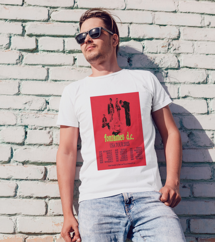 Fontaines D.C. USA Tour 2025 Salt Lake City Los Angeles Houston Austin New Orleans Atlanta Nashville Raleigh Chicago Indianapolis Detroit Philadelphia Brooklyn New York T-Shirt
