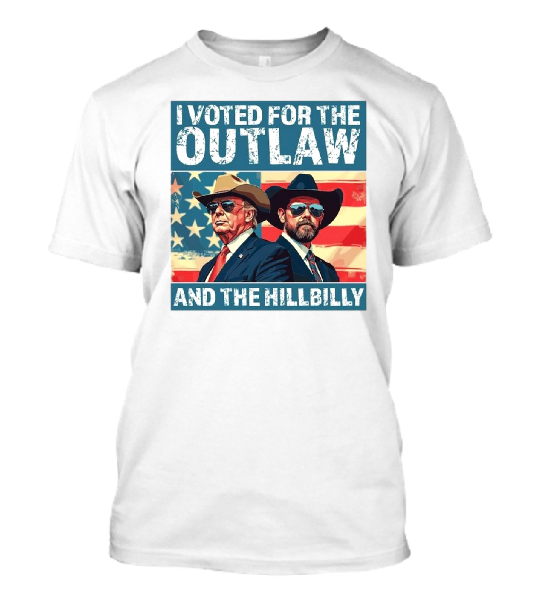 I Voted For The Outlaw And The Hillbilly Trump Vance 2024 USA Flag T-Shirt
