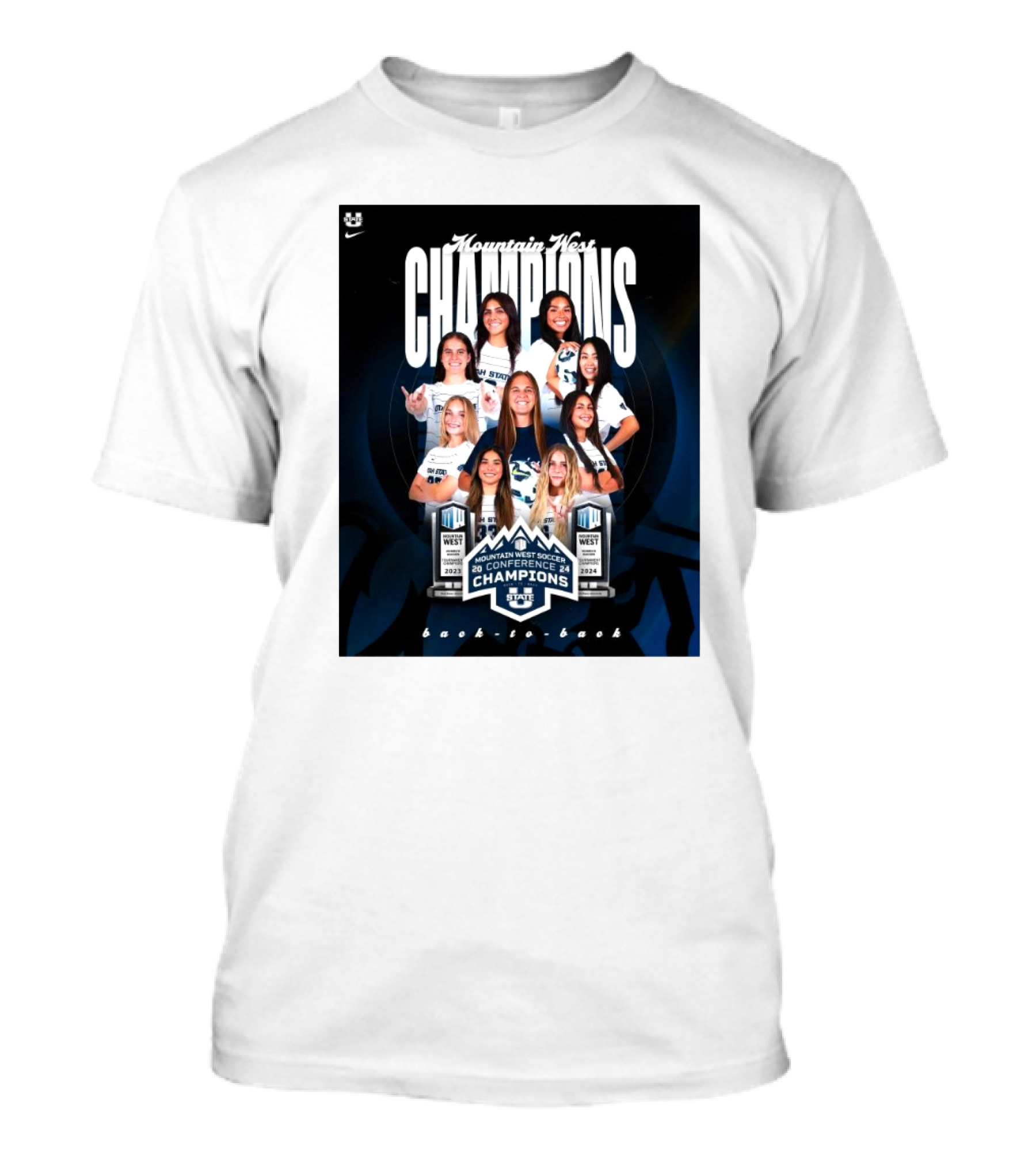 USU Mountain West Soccer Conference Champions 2024 Back-To-Back Victory T-Shirt