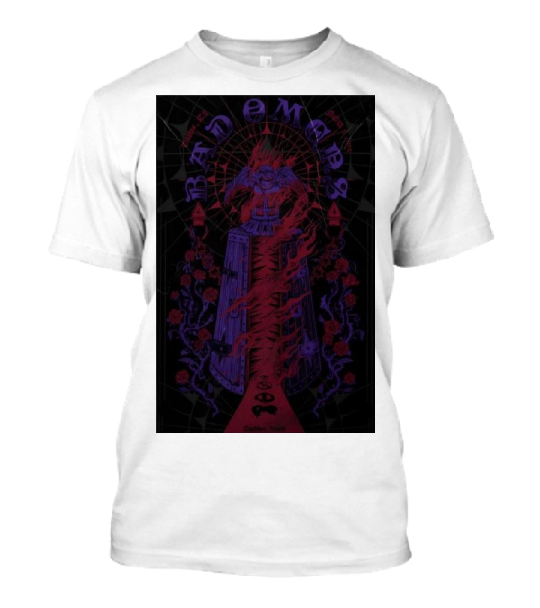 Bad Omens Nov 08 2024 Globe Life Field In Arlington Event Enigmatic Gothic Imagery Roses Wings T-Shirt