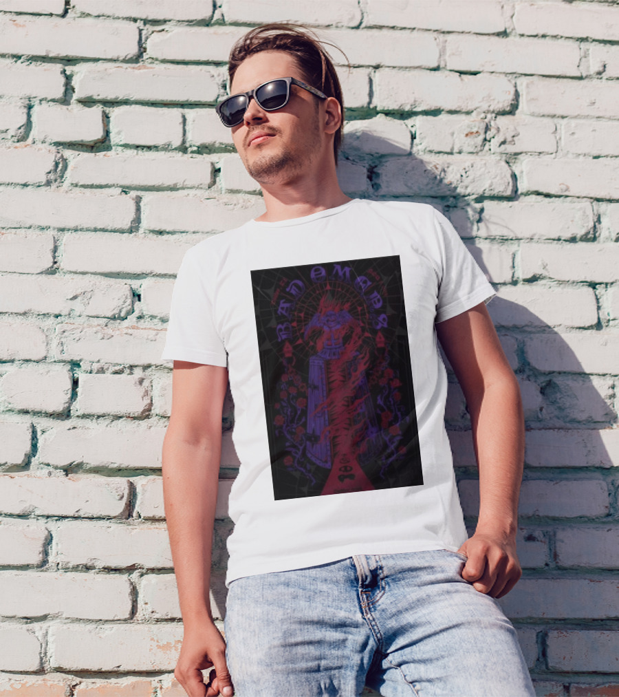Bad Omens Nov 08 2024 Globe Life Field In Arlington Event Enigmatic Gothic Imagery Roses Wings T-Shirt