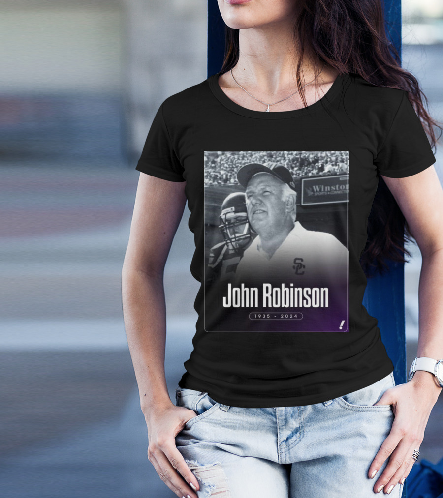 John Robinson 1935-2024 USC Football Coach Legacy T-Shirt