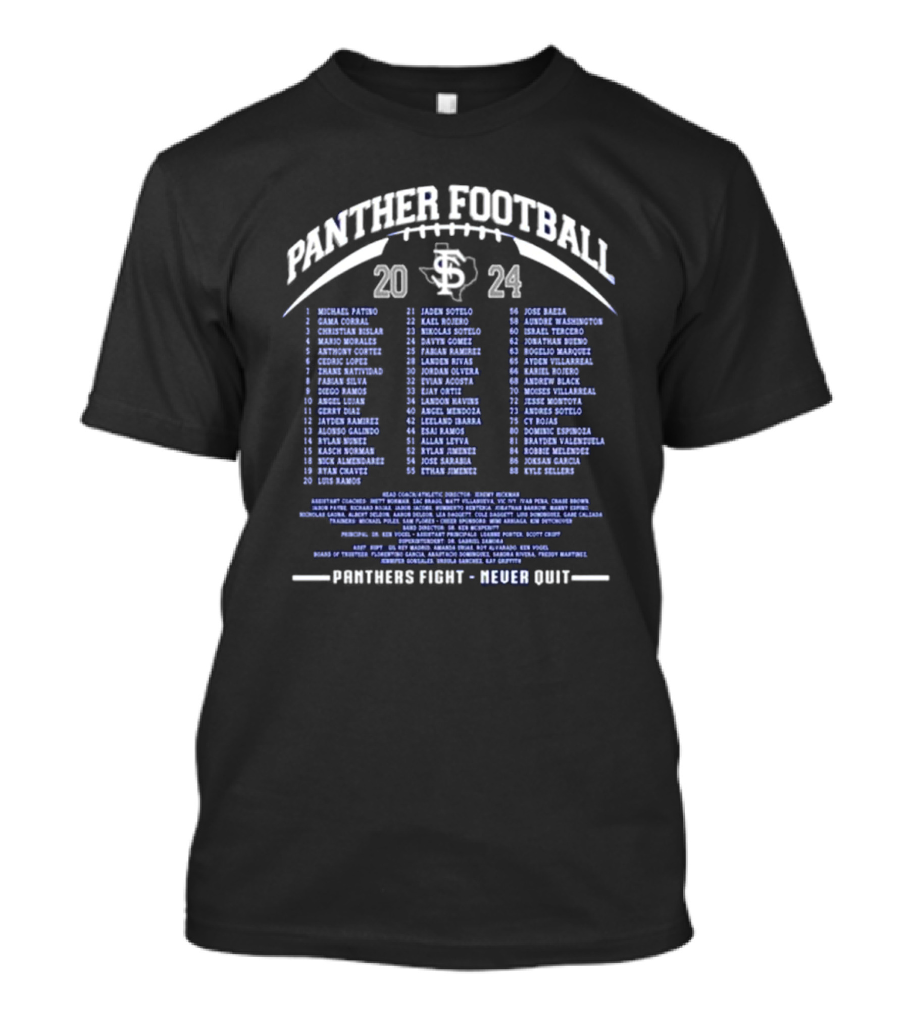 Panther Football 2024 Panthers Fight Never Quit Fort Stockton Playoffs T-Shirt