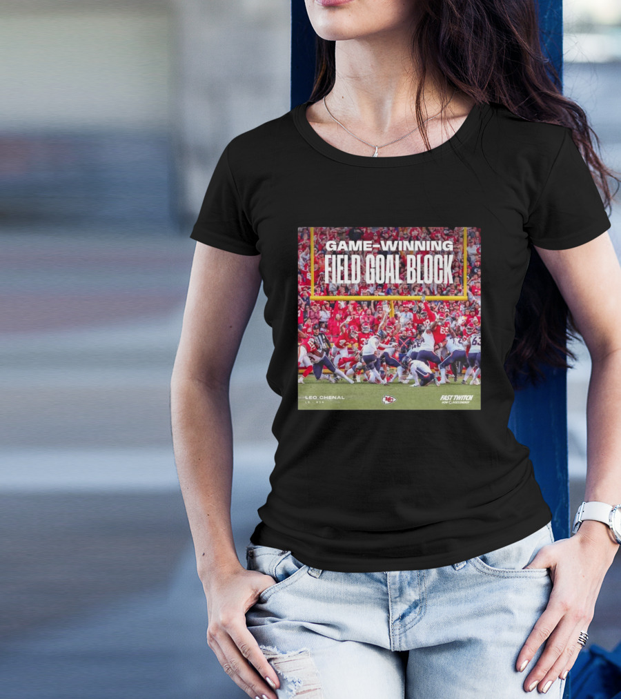 Game-Winning Field Goal Block Kansas City Chiefs Leo Chenal Fast Twitch NFL Partnership T-Shirt