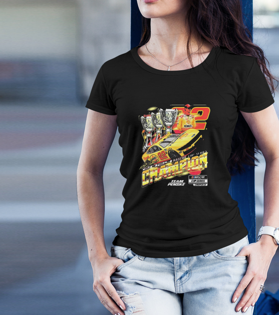 Joey Logano 22 NASCAR Cup Series Champion 3X Team Penske Champion Car Racing Winner T-Shirt