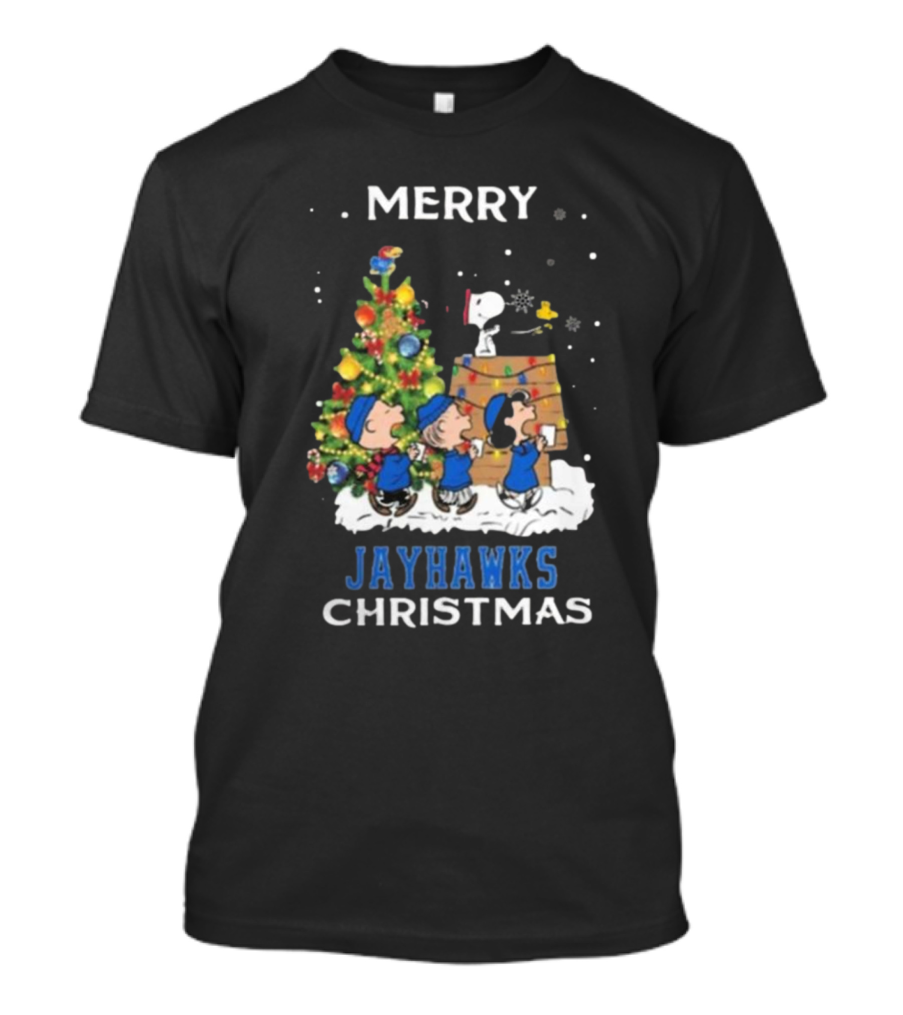 Kansas Jayhawks Merry Christmas 2024 Snoopy And Friends T-Shirt