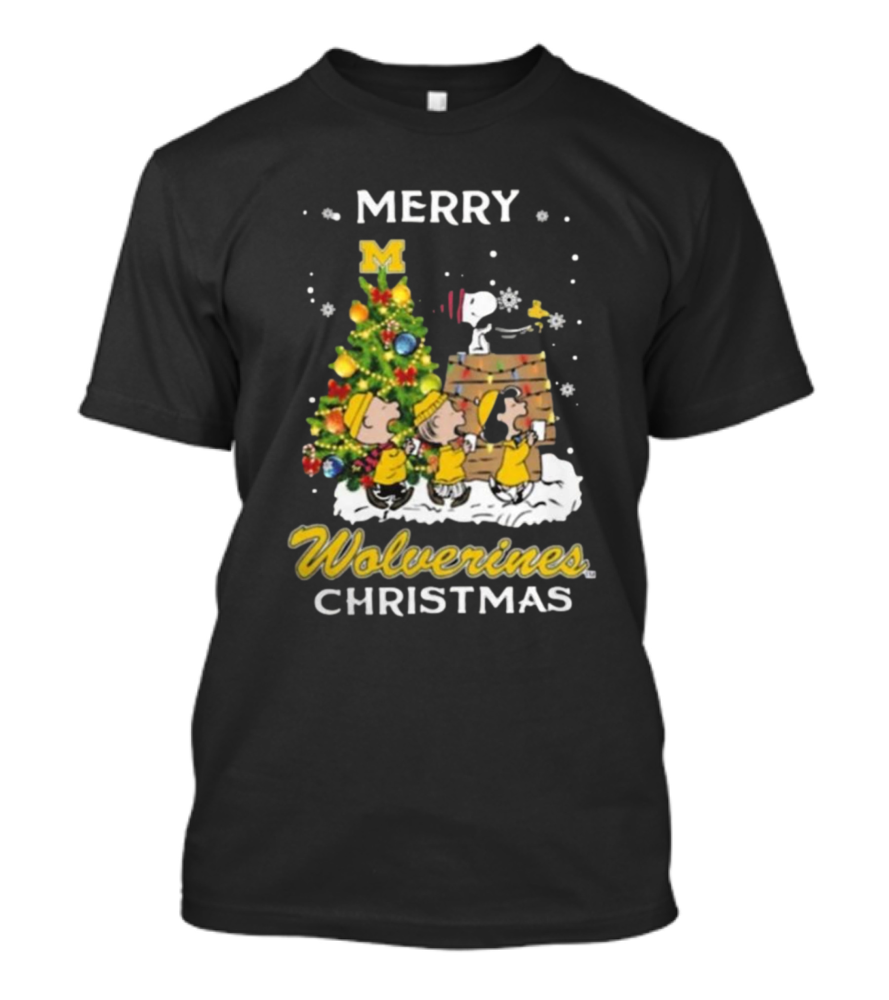 Merry Wolverines Christmas 2024 Michigan X Snoopy And Friends T-Shirt