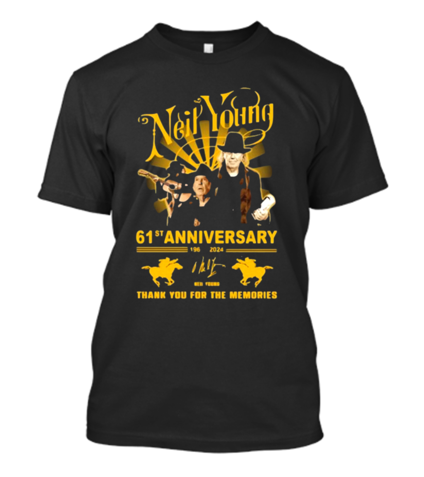 Neil Young 61st Anniversary 1963-2024 Thank You For The Memories Signature Iconic T-Shirt