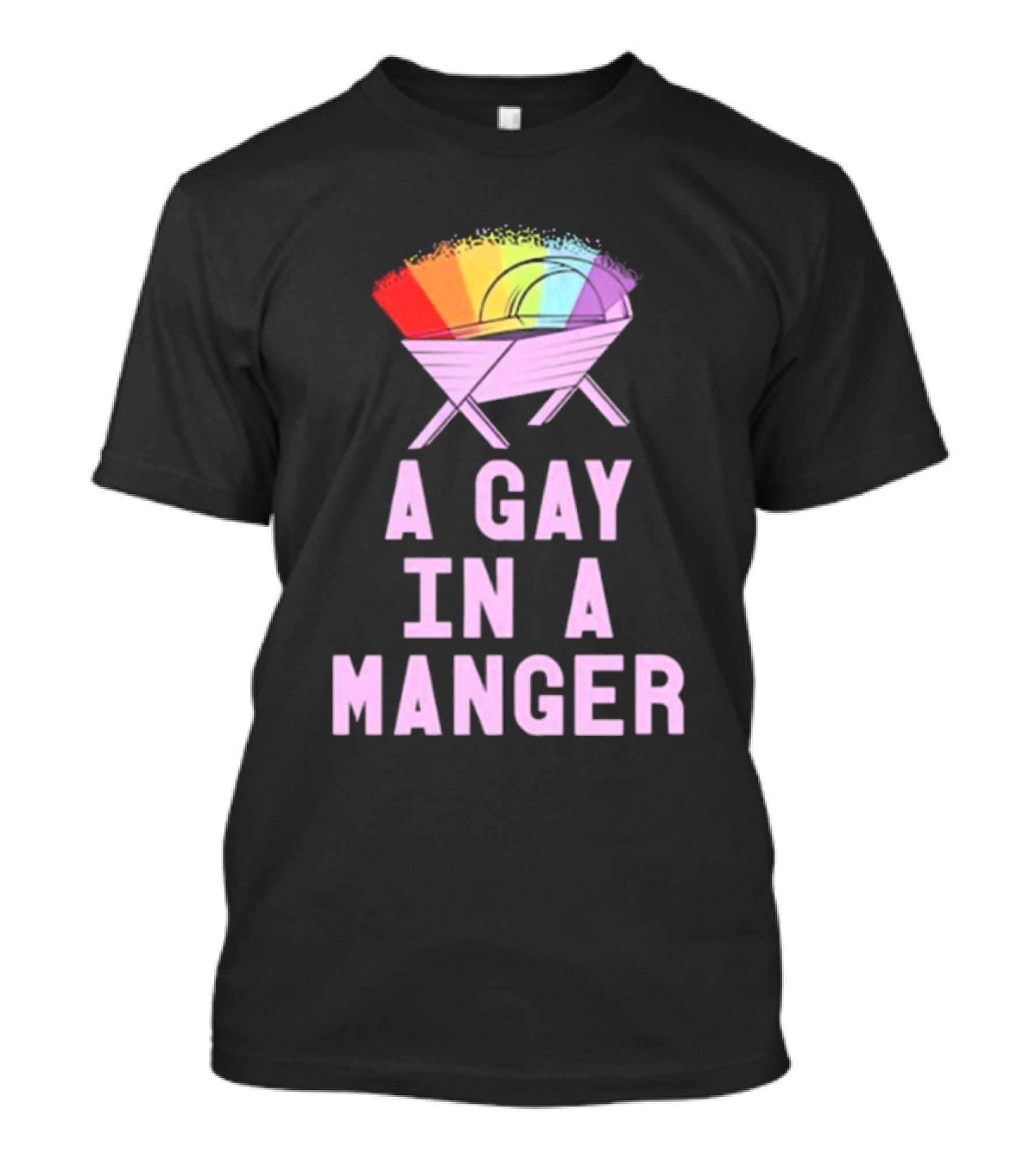 A Gay In A Manger Rainbow Design Purple T-Shirt